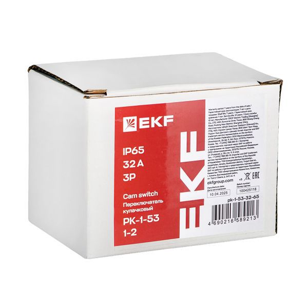 Переключатель кулачковый ПК-1-53 3п 32А "1-2" IP65 EKF pk-1-53-32-65