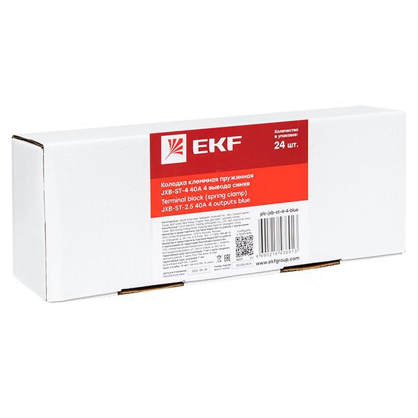 Колодка клеммная ST-4 41А 4 вывода пружинная син. EKF plc-jxb-st-4-4-blue