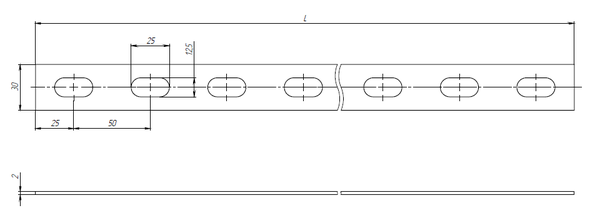 Полоса перфорированная 30мм L2000 2мм ПП30 К202 HDZ EKF pp302000-2-HDZ