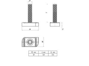 Болт Т-образный STRUT М12х40 EKF sttbm12x40