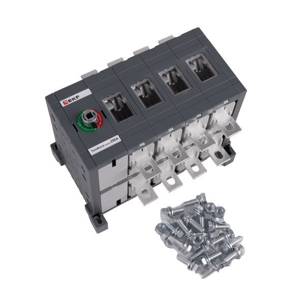 Рубильник 4п 250А реверсивный без рукоятки управления TwinBlock EKF tb-s-250-4p-rev