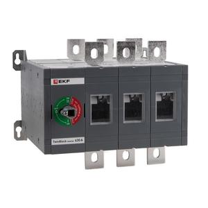 Рубильник 3п 630А реверсивный без рукоятки управления TwinBlock EKF tb-s-630-3p-rev