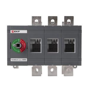 Рубильник 3п 630А реверсивный без рукоятки управления TwinBlock EKF tb-s-630-3p-rev