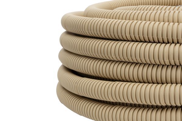 Труба гофрированная ПВХ d25мм с протяжкой свет. дерево (уп.25м) Plast PROxima EKF tg-z-25w