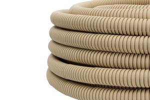 Труба гофрированная ПВХ d25мм с протяжкой свет. дерево (уп.25м) Plast PROxima EKF tg-z-25w