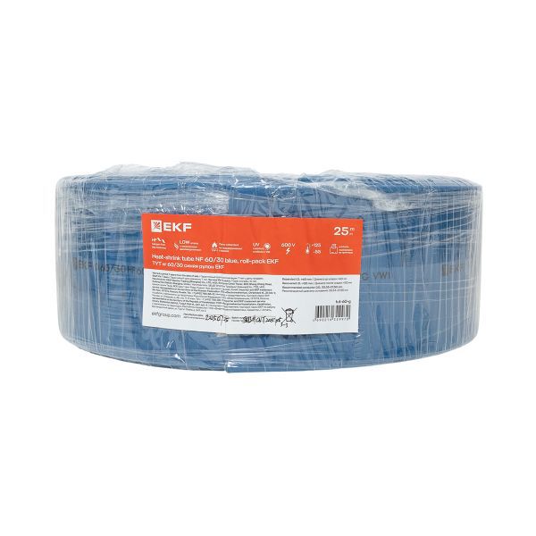 Трубка термоусадочная ТУТ нг 120/60 син. PROxima (уп.25м) EKF tut-120-g