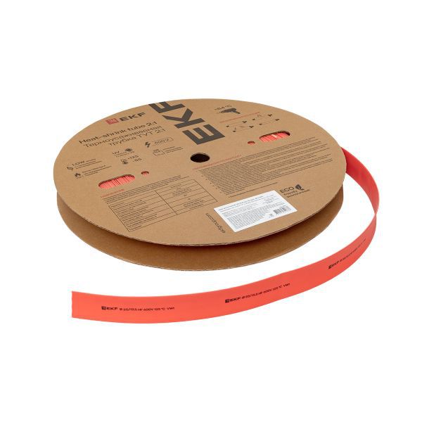 Трубка термоусадочная ТУТ нг 25/12.5 красн. PROxima (уп.50м) EKF tut-25-r
