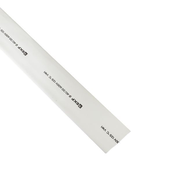 Трубка термоусадочная ТУТ нг 40/20 бел. (уп.50м) EKF tut-40-w