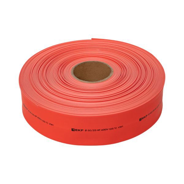 Трубка термоусадочная ТУТ нг 50/25 красн. (уп.50м) EKF tut-50-r