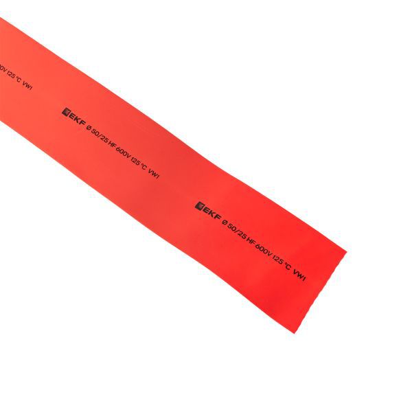 Трубка термоусадочная ТУТ нг 50/25 красн. (уп.50м) EKF tut-50-r