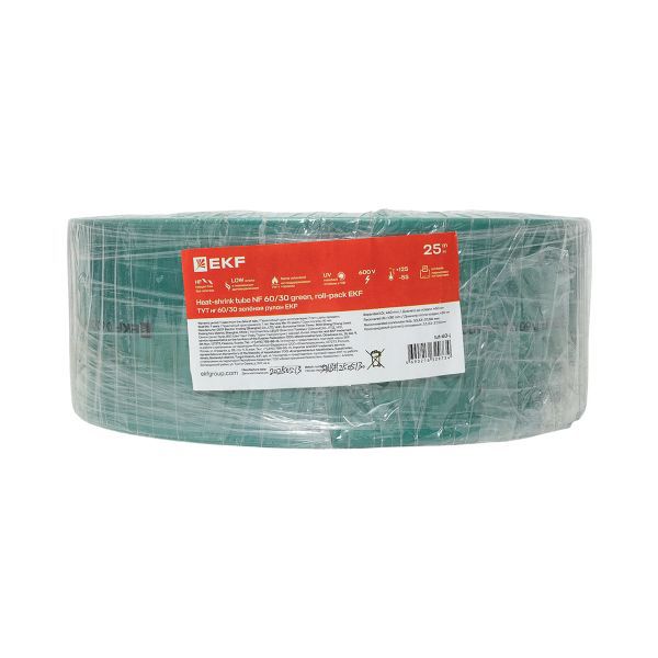 Трубка термоусадочная ТУТ нг 80/40 зел. PROxima (уп.25м) EKF tut-80-j