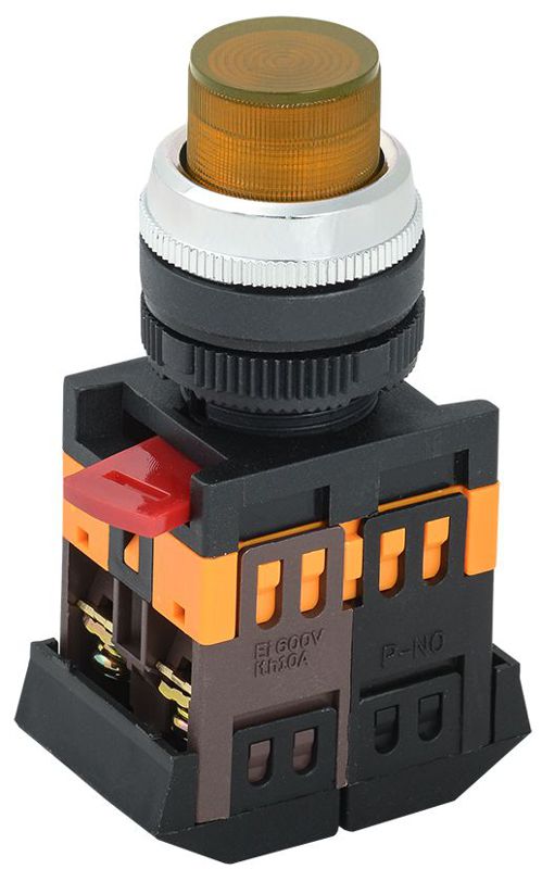 Кнопка ABLFP-22 d22мм 1НО+1НЗ 240В неон желт. GENERICA BBT20-ABLFP-K05