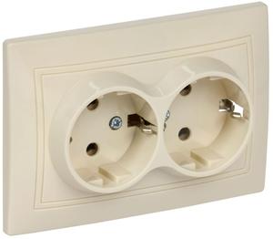Розетка 2-м СП Кварта РС12-3-ККм 16А IP20 с заземл. без защ. шторок крем. GENERICA ERK24-K33-16-DM