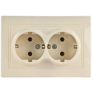 Розетка 2-м СП Кварта РС12-3-ККм 16А IP20 с заземл. без защ. шторок крем. GENERICA ERK24-K33-16-DM