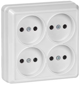 Розетка 4-м ОП Октава 10А IP20 без заземл. бел. GENERICA ERO40-K01-10-DC
