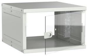 Шкаф настенный 6U 600х650мм дверь стеклян. сер. GENERICA LWE3-06U67-GF-G