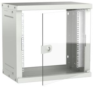 Шкаф настенный 9U 550х350мм дверь стеклян. сер. GENERICA LWE3-09U53-GF-G