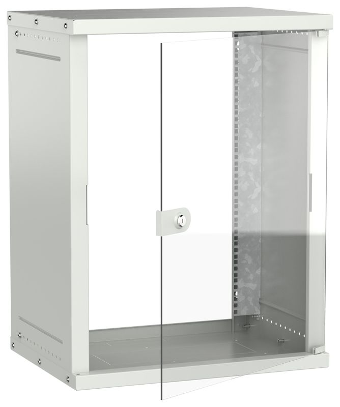 Шкаф настенный 15U 600х450мм дверь стеклян. сер. GENERICA LWE3-15U64-GF-G