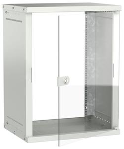 Шкаф настенный 15U 600х450мм дверь стеклян. сер. GENERICA LWE3-15U64-GF-G