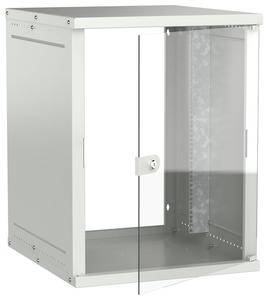 Шкаф настенный 15U 600х650мм дверь стеклян. сер. GENERICA LWE3-15U67-GF-G
