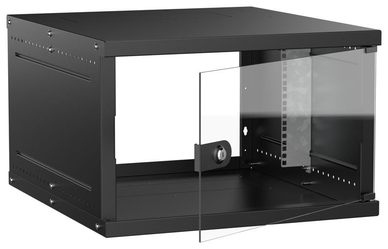 Шкаф настенный 6U 600х650мм дверь стеклян. черн. GENERICA LWE5-06U67-GF-G
