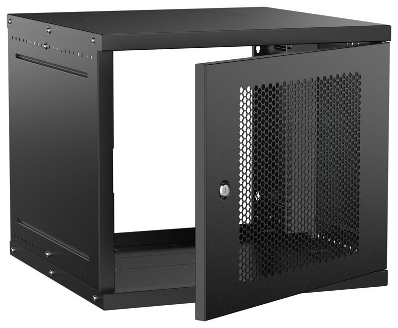 Шкаф настенный 9U 600х600мм дверь перфорир. черн. GENERICA LWE5-09U66-PF-G