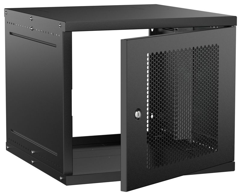 Шкаф настенный 9U 600х650мм дверь перфорир. черн. GENERICA LWE5-09U67-PF-G