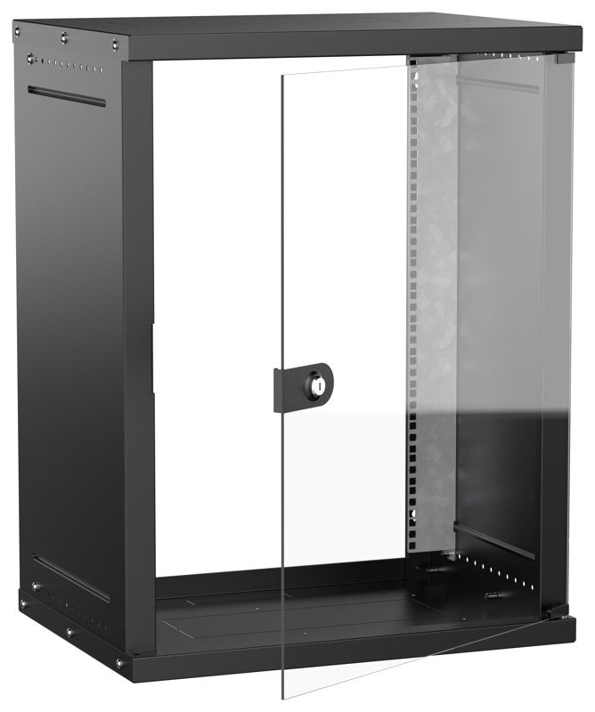 Шкаф настенный 15U 600х450мм дверь стеклян. черн. GENERICA LWE5-15U64-GF-G