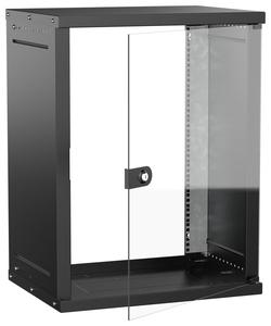 Шкаф настенный 15U 600х450мм дверь стеклян. черн. GENERICA LWE5-15U64-GF-G