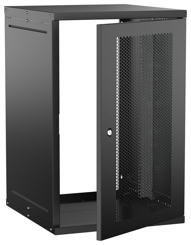 Шкаф настенный 18U 600х650мм дверь перфорир. черн. GENERICA LWE5-18U67-PF-G