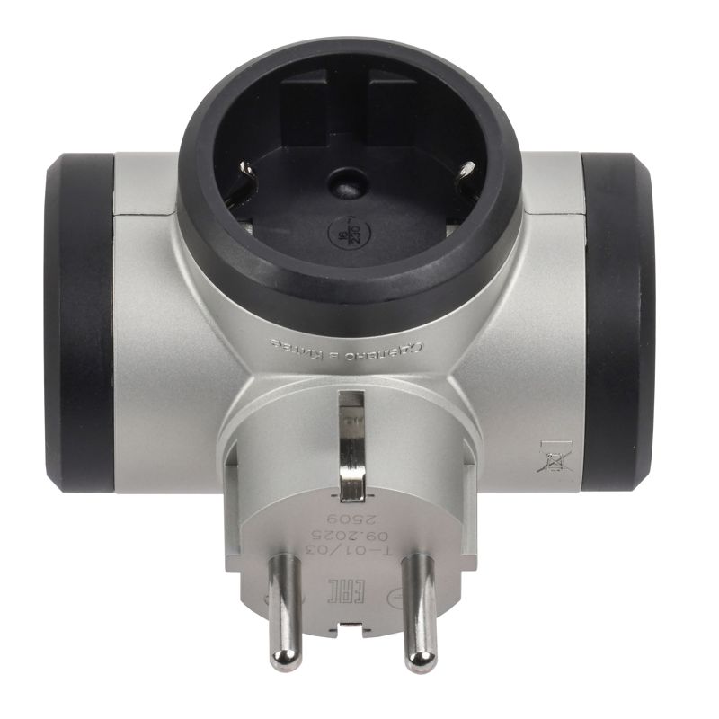 Разветвитель 3-м 16А IP20 Элиум 3х2P+E горизонт. подкл. алюм. IEK 050664