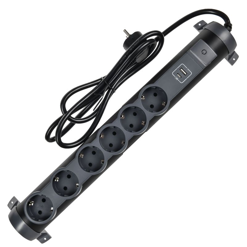 Удлинитель 6х1.5м 16А IP20 2хUSB+6х2P+E черн. IEK 694618