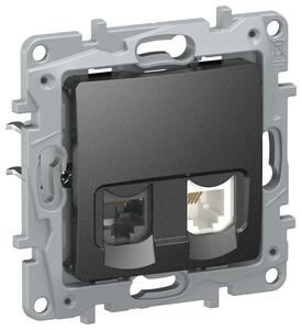 Розетка 2-м IEKETIKA RJ11+RJ45 кат.5E UTP IP20 антрацит IEK 6726521