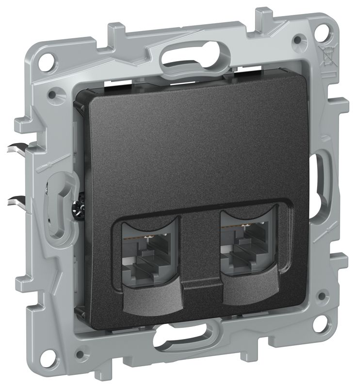 Розетка компьютерная 2-м IEKETIKA RJ45 кат.5Е UTP IP20 антрацит IEK 6726551