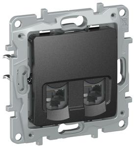 Розетка компьютерная 2-м IEKETIKA RJ45 кат.5Е UTP IP20 антрацит IEK 6726551