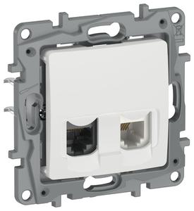 Розетка двойная RJ11+RJ45 кат.5E UTP молочный IEKETIKA IEK 6720521