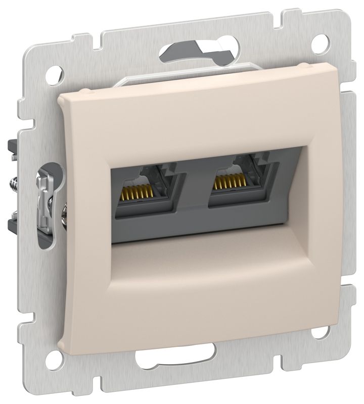 Розетка компьютерная двойная RJ45 кат. 6 UTP песочный IEKVALENA IEK 6945331