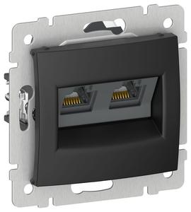 Розетка компьютерная двойная RJ45 кат. 5Е UTP черн. матов. IEKVALENA IEK 6945341