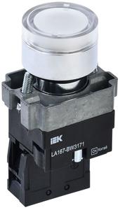 Кнопка LA167-BW3171 d22мм RC 1НО с подсветкой бел. IEK BBT20-BW3171-1-12-67-K01