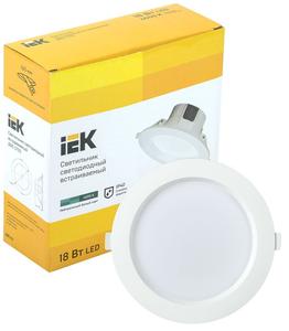 Светильник светодиодный ДВО 1703 18Вт 4000К IP40 даунлайт встраив. круг бел. IEK LDVO0-1703-18-4000-K01