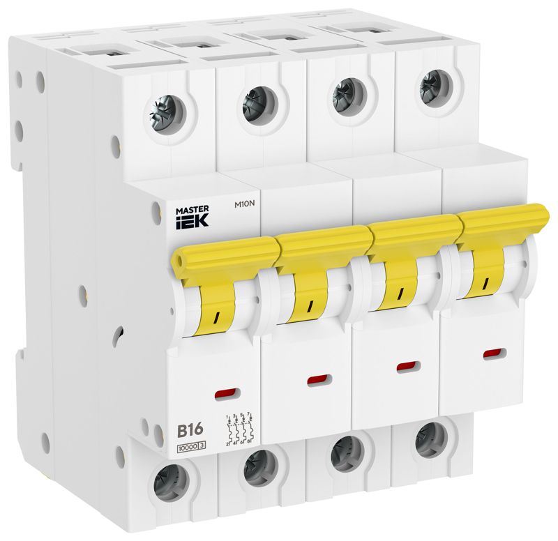 Выключатель автоматический M10N 4P B 16А MASTER IEK MI-M10N-4-B016