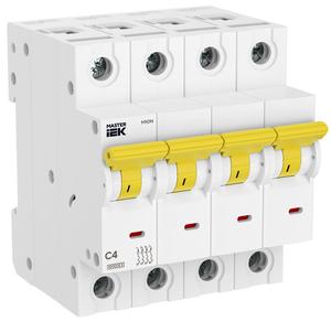 Выключатель автоматический M10N 4P C 4А MASTER IEK MI-M10N-4-C004