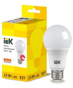 Лампа светодиодная Alfa 15Вт A60 грушевидная 3000К E27 230В IEK LLA-A60-15-230-30-E27