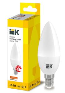 Лампа светодиодная ALFA 10Вт C35 свеча 3000К E14 230В IEK LLA-C35-10-230-30-E14