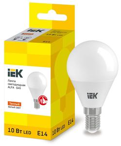 Лампа светодиодная ALFA 10Вт G45 шар 3000К E14 230В IEK LLA-G45-10-230-30-E14
