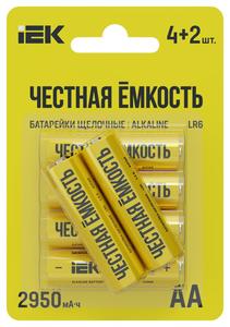 Элемент питания алкалиновый LR6/AA ПРОМО (блист.4+2шт) IEK ABT-LR06-OP-L04-02