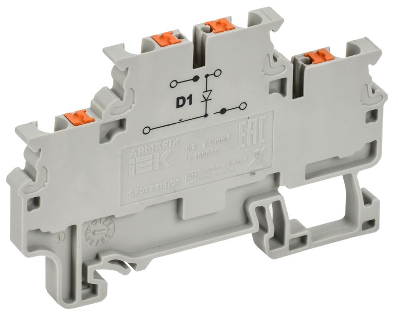 Колодка клеммная ARMAFIX CPDL2.5(E)D1 двухуровневая с встроен. диодом IEK AF-CT23-07-22-K03-002