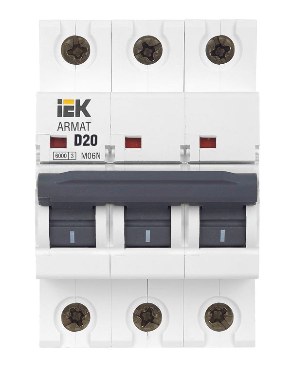 Выключатель автоматический модульный 3п D 20А M06N ARMAT IEK AR-M06N-3-D020