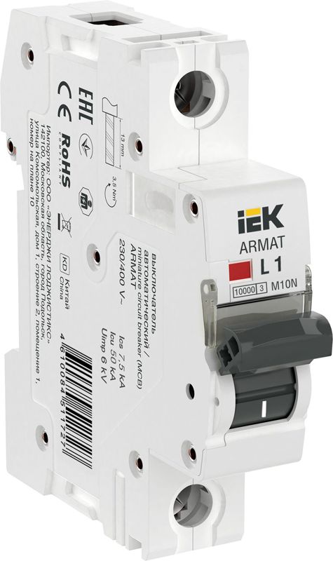 Выключатель автоматический модульный 1п L 1А M10N ARMAT IEK AR-M10N-1-L001