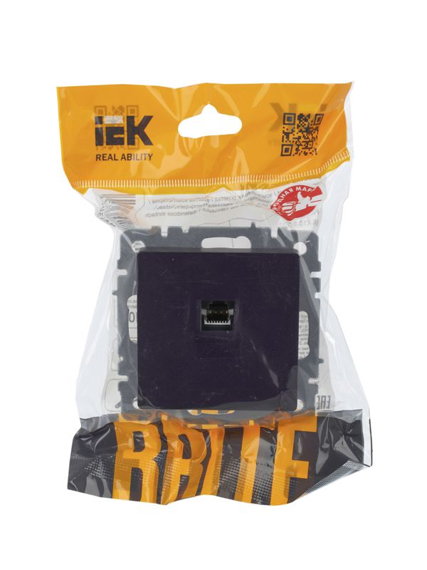 Розетка компьютерная СП RJ45 кат.5E BRITE РК10-БрЧ механизм черн. IEK BR-K10-1-K02